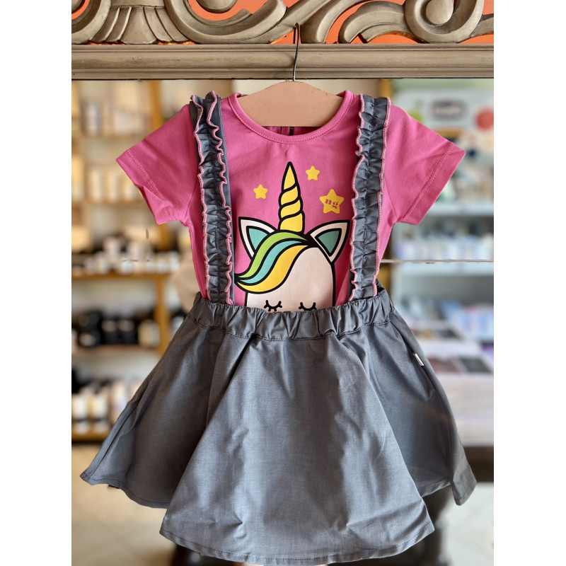 Conjunto Blusa Rosa + Saya - para Niñas 2pcs