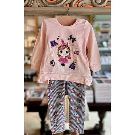 Conjunto Enguatada Rosa + Pantalón - para Niñas 2pcs