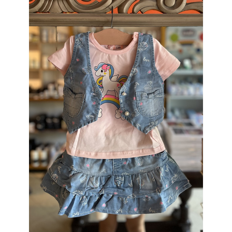 Conjunto Blusa + Chaqueta + Saya - para Niñas 3pcs