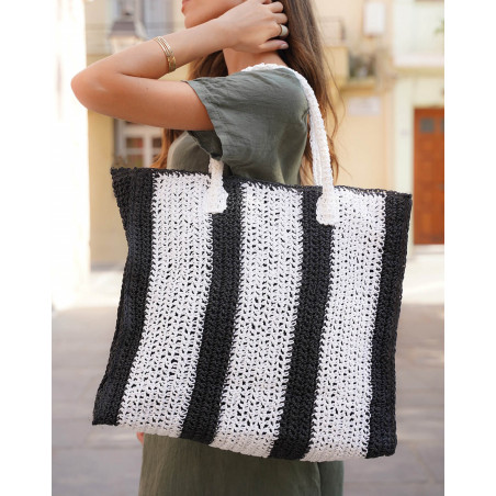 Bolso Tejido de Rayas - Blancas & Negras