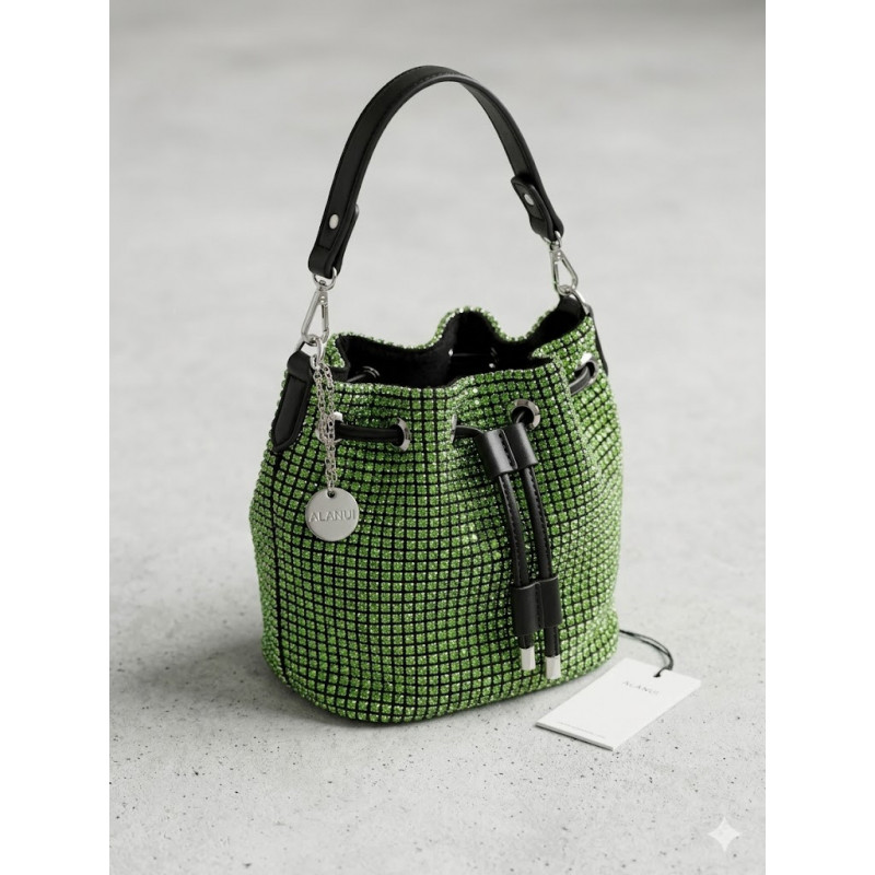 Bolso de Mano con Cordón - Cristales Verdes