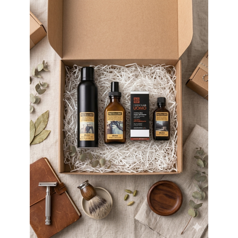 Caja de Regalo para el Cuidado Masculino Davines P&L + Dermolab - 4 pcs