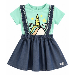Conjunto Blusa Verde + Saya - para Niñas 2pcs