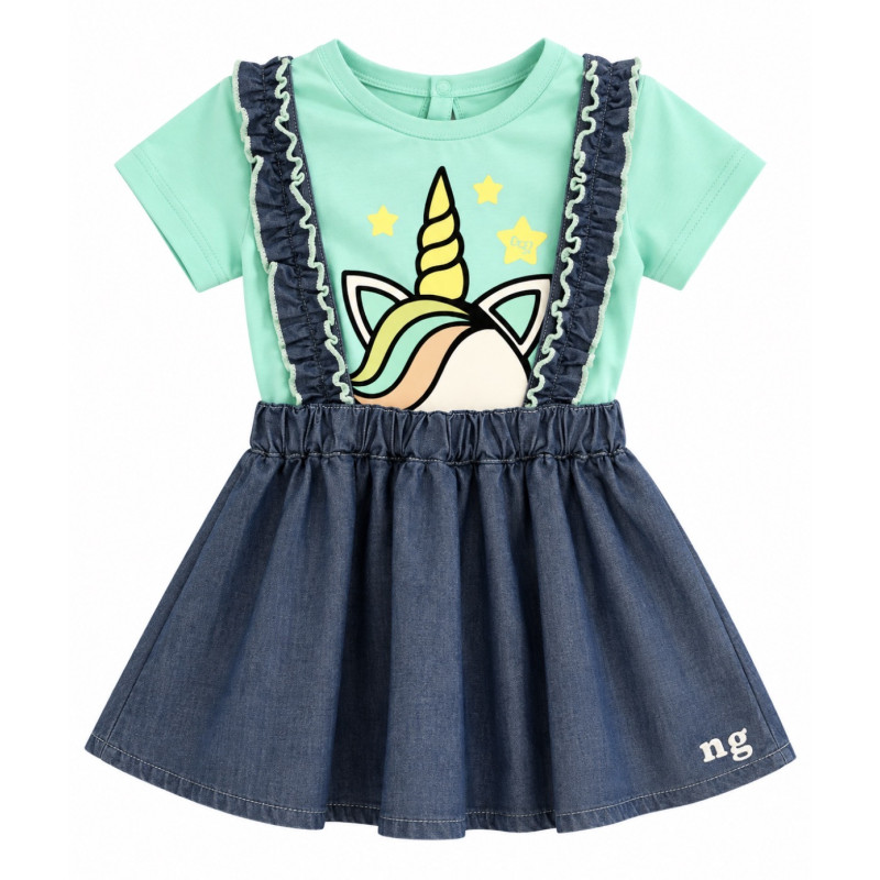Conjunto Blusa Verde + Saya - para Niñas 2pcs