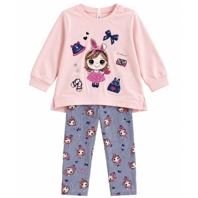 Conjunto Enguatada Rosa + Pantalón - para Niñas 2pcs