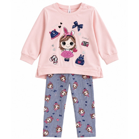 Conjunto Enguatada Rosa + Pantalón - para Niñas 2pcs