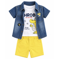 Conjunto Pulóver + Chaqueta + Shorts Amarillo - para Niños 3pcs