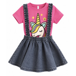 Conjunto Blusa Rosa + Saya - para Niñas 2pcs