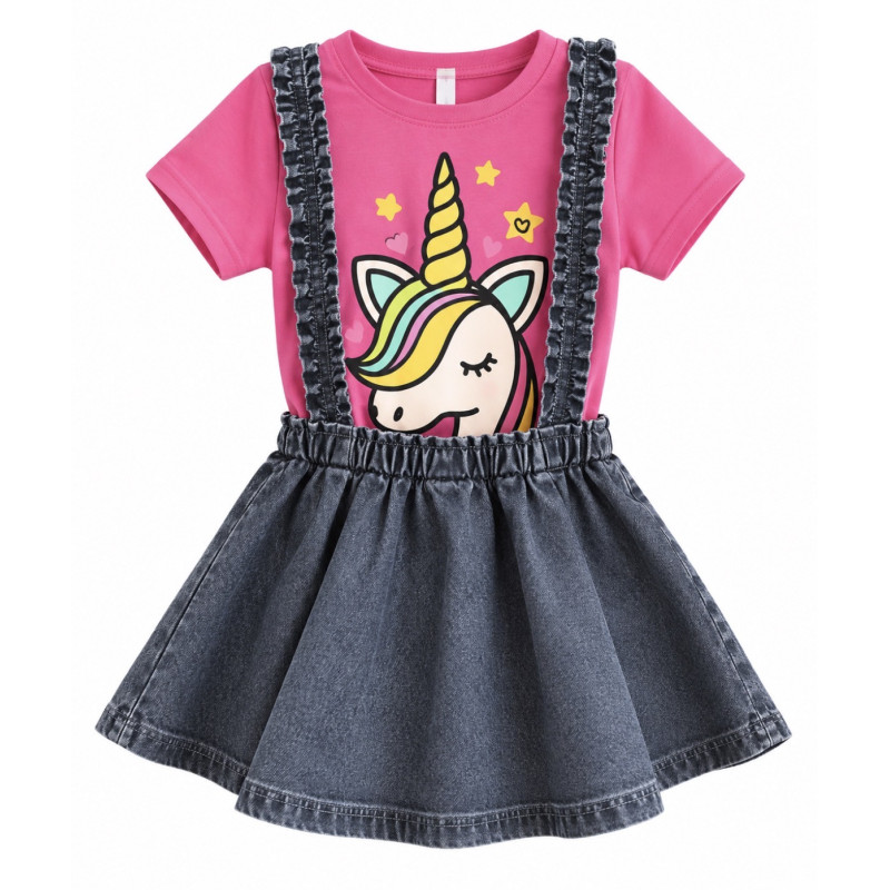 Conjunto Blusa Rosa + Saya - para Niñas 2pcs