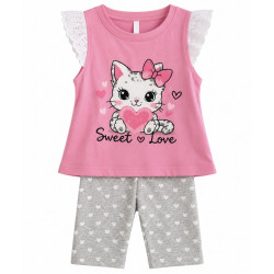 Conjunto Blusa Rosa + Pantalón - para Niñas 2pcs