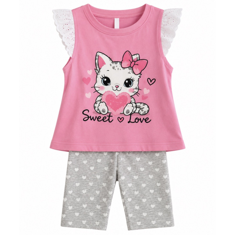 Conjunto Blusa Rosa + Pantalón - para Niñas 2pcs