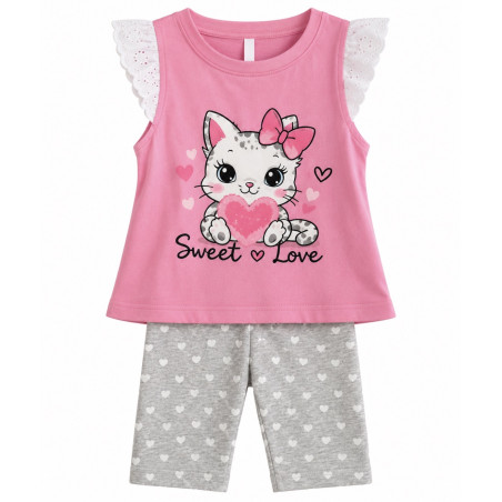 Conjunto Blusa Rosa + Pantalón - para Niñas 2pcs