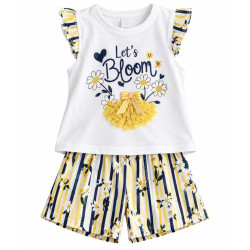Conjunto Blusa Blanca&Amarilla + Shorts - para Niñas 2pcs