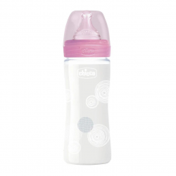 WB - Biberón Cristal Rosa 0m+ 240ml