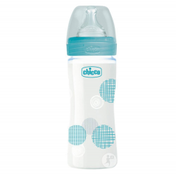 WB - Biberón Cristal Azul 0m+ 240ml