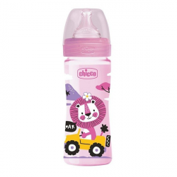 WB - Biberón Plástico Rosa 2m+ 250ml